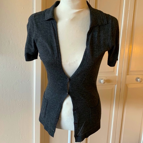 Max Studio Dark Grey Soybean Cashmere Blend Cardigan - size small - Picture 1 of 12